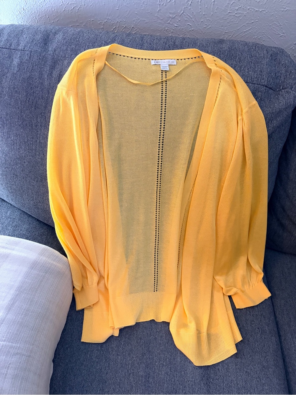 Cato Yellow Open-Knit Cardigan
